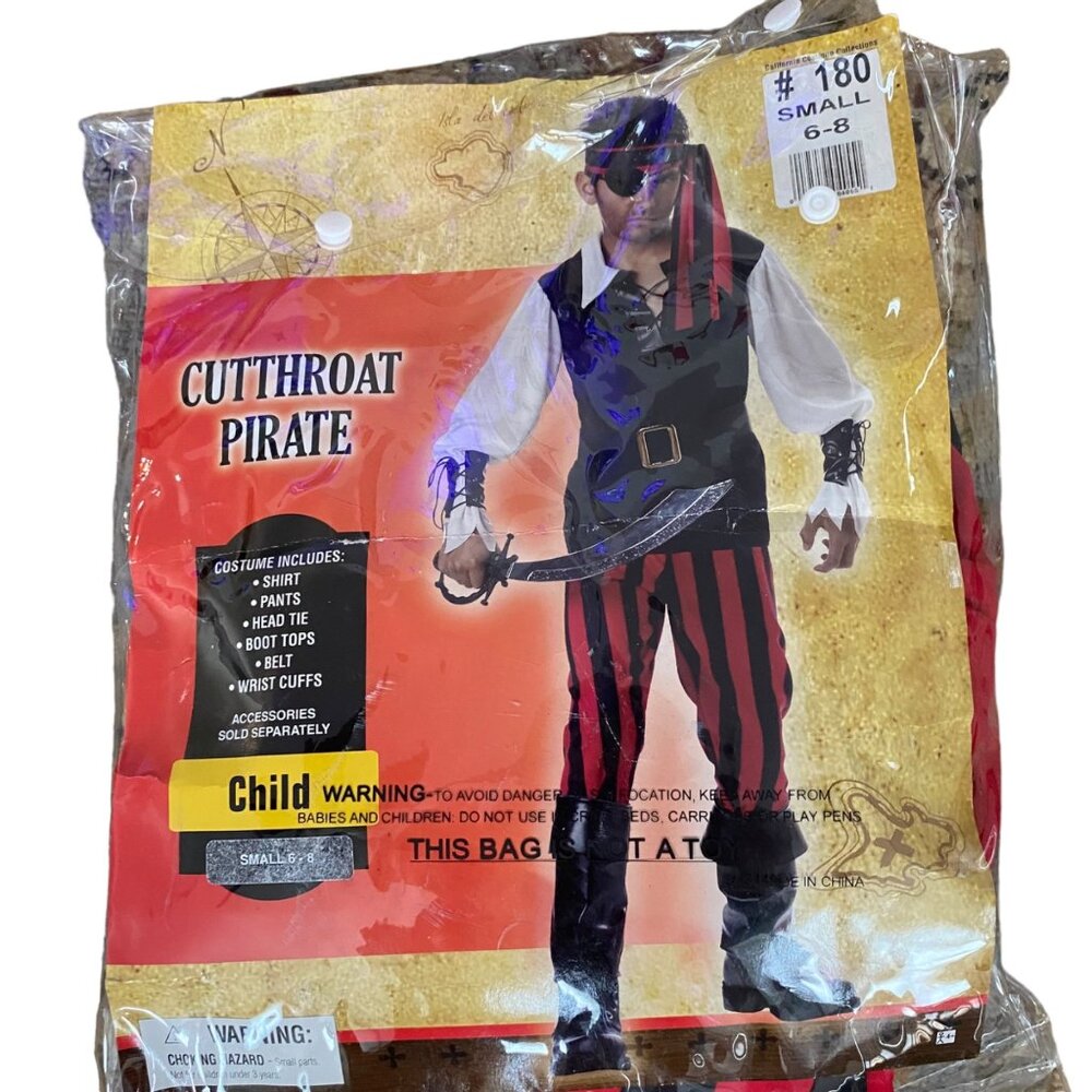 Cutthroat‎ pirate costume child Halloween skull carry bag cosplay kids size 6-8